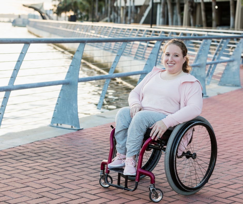 Young adult in wheelchair.