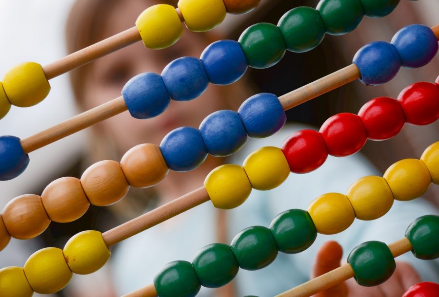 An abacus being used at school
