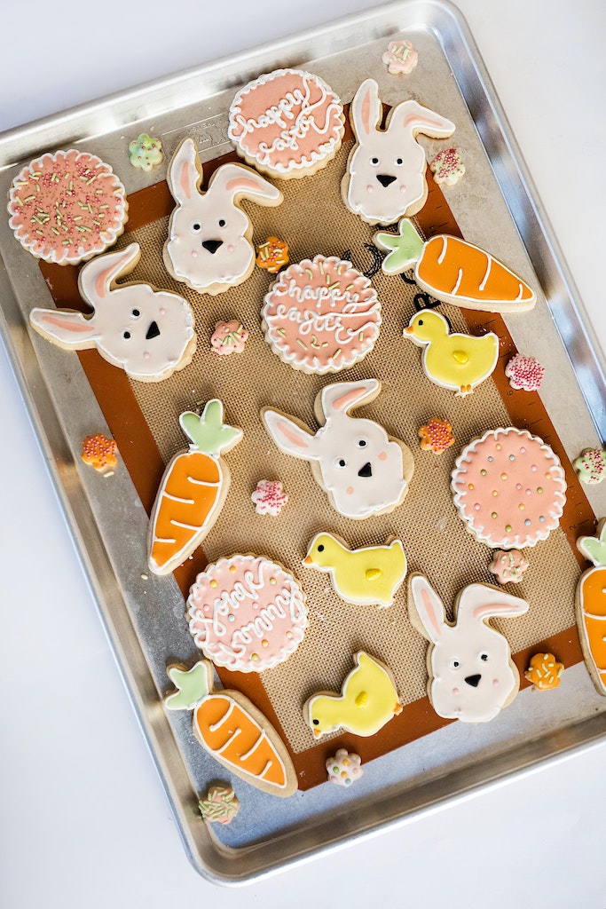 A tray of Easter cookies