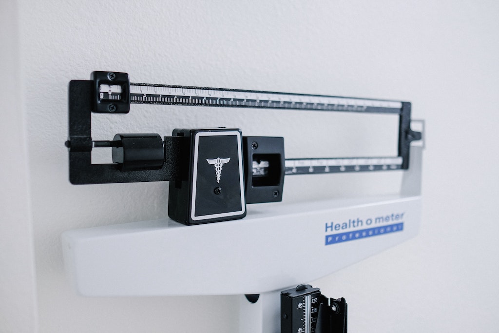 A scale for weighing people at the doctor