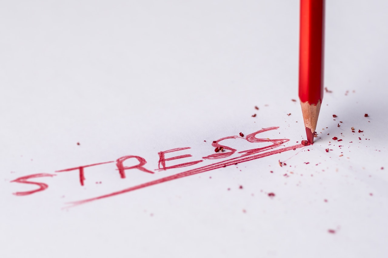 Stress spelled using a red colored pencil