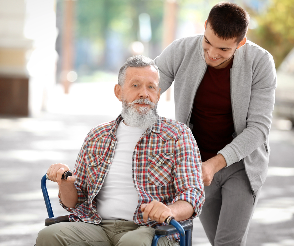 caregiver and client outside