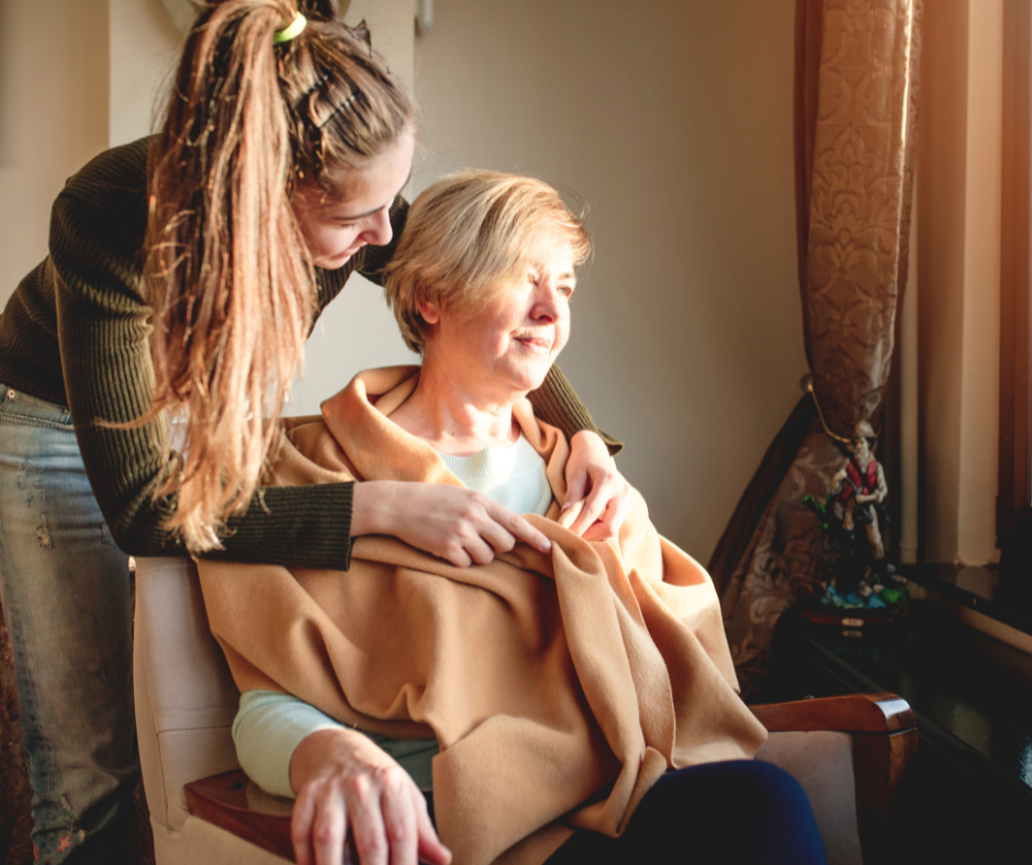 family member bonding with caregiver